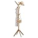 LANGRIA Free Standing Bamboo Tree-Shaped Display Coat Rack Stand with 4 Tiers 8 Hooks and Solid Feet for Clothes Scarves and Hats, Bamboo Natural Color