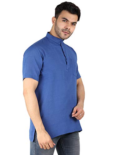 Image of LATEST CHIKAN Men's Cotton Regular Casual Strped Short Kurta Half Sleeves - (SK-LJ.DS.AS)