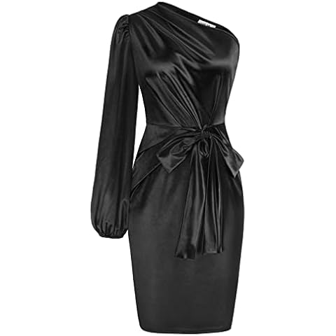 LIUMILAC Vestido de cóctel hasta la rodilla con diseño asimétrico Cover
