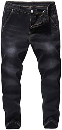 Andongnywell Men’s Casual Plus Size Cotton Relaxed Fit Jeans Fashion New Slim Elastic High Waist Jeans Trousers