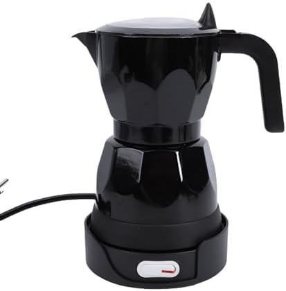 Fabater Electric Coffee Maker 3 Cup Aluminum Octagonal Mocha Pot, Transparent Lid, Easy Operation, for Home Travel Office (Black) - 1