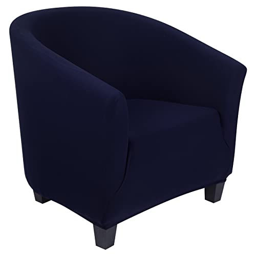 Image of SearchI Club Chair Slipcover Stretch Barrel Chair Covers Solid Color Tub Chair Slipcovers Spandex Armchair Sofa Cover Removable Couch Furniture Protector Arm Chair Cover for Living Room (Pure Navy)