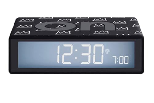 Lexon LR150BSQ-AN Funkwecker Flip+ Jean-Michel Basquiat Schwarz/Weiß