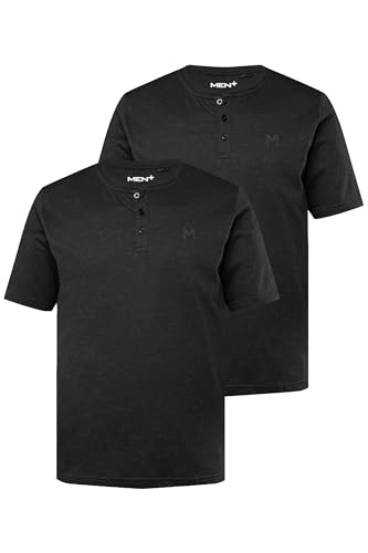 Men Plus Herren große Größen Übergrößen Menswear L-8XL Henley, 2er-Pack, Basic, Halbarm, Rundhals schwarz L 836379100-L