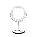 Produktbild Desktop Rasierspiegel Licht, Beidseitige Zoom 360 Grad drehbarer USB-Lade-LED-Beleuchtung Desktop Rasierspiegel 1X / 10X Kleiner Spiegel (Color : White)