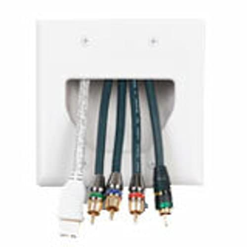 DataComm Electronics 45-0002-WH 2-Gang Recessed Cable Plate (White)