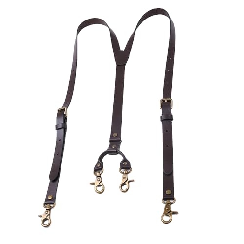 Tirantes de cuero para hombre BaronHong en Y con 4 mosquetones de metal