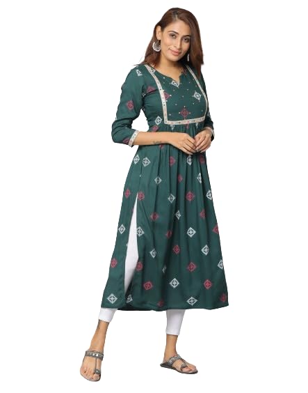 Image of Floral Print Slim Fit 3 /4th Sleeve Kurta