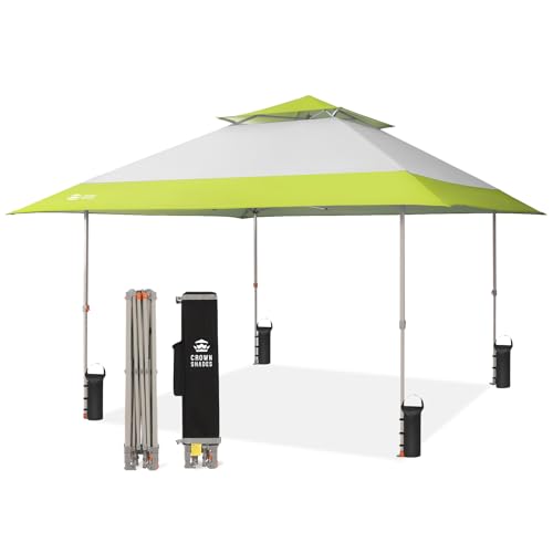 CROWN SHADES 13x13 Pop Up Canopy Outdoor Foldable Tent Gray&Green