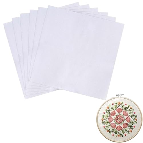 QIBZI - Lienzo Aida 6 piezas, tela soluble en agua, blanco para punto de cruz, bordado, costura, bricolaje, artes hechas a mano y productos hechos a mano, 30 x 30 cm