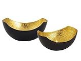  tinkaro Teelichthalter Set 2-teilig Aino Metallblech Kerzenhalter Schwarz/Gold