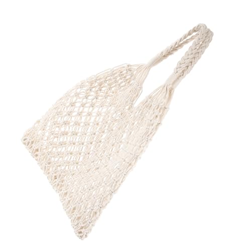 Bolso de crochet de algodón para playa con diseño de malla tejida de doble uso para picnic
