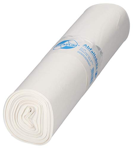 Lot de 25 sacs poubelle en polyéthylène basse densité recyclable Blanc 70 l Cover
