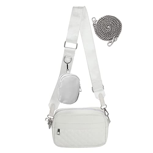 HAWILL Umhängetasche Damen Breiter Gurt Klein Handytasche zum Umhängen Leder Schultertasche mit Münze Geldbörse Linge Crossbody Tasche für iPhone 14/14 Plus/13/12/11/XR (Weiß)