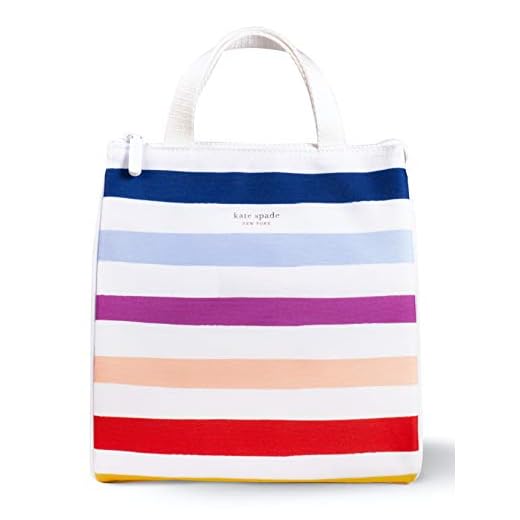 Kate Spade New York Cute Lunch Bag for Women, Large Capacity Lunch Tote, Adult Lunch Box with Silver Thermal Insulated Interior Lining and Storage Pocket, Candy Stripe