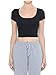Basic Solid Scoop Neck Slim Fit Short Sleeves Crop Tops Black S