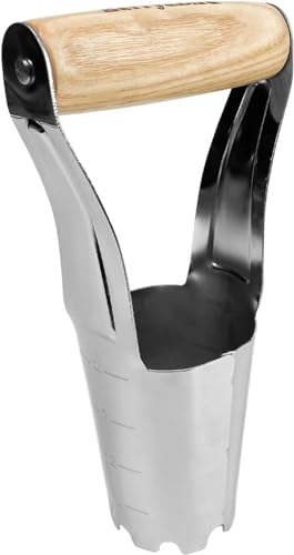 Berry&Bird Garten Blumenzwiebelpflanzer, Blumenzwiebel Pflanzer mit 4 Zoll Tiefe Markierung, Edelstahl Gartenarbeit Zwiebelpflanzer Werkzeug mit kurzen Griff für das Pflanzen von Blumen Tulpen, Lilie