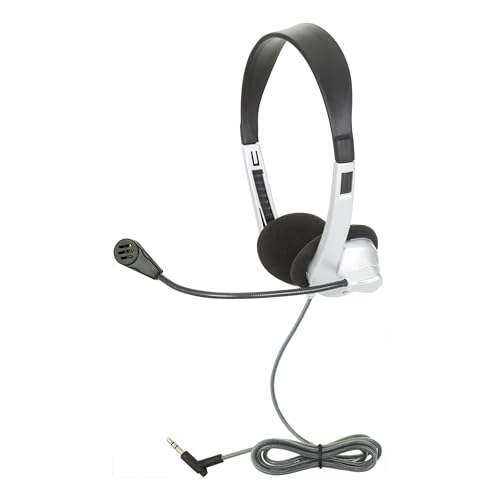Image of Egghead Personal Stereo Headset with Adjustable Headband, Foam Ear Cushions, Flexible Uni-Directional Microphone, and Tangle-Free Tri-Shield Cord