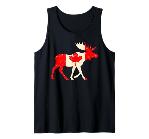 Maple Leaf Canada Day Wildlife Canadian Moose Flag Camiseta sin Mangas