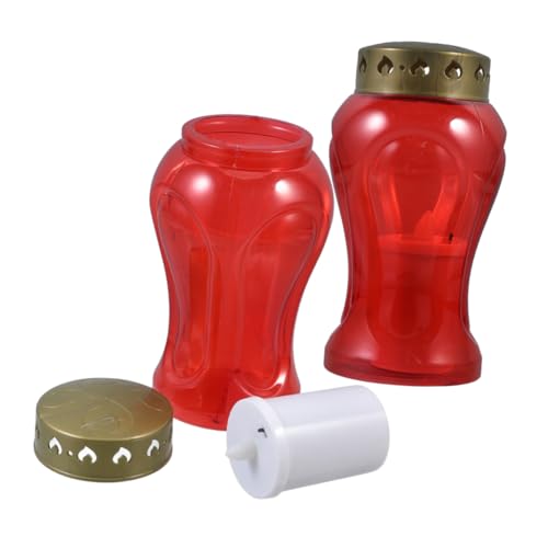 KITANDOVE 2piezas Lámparas De Cementerio Led Faroles Rojos Para Jardín Conmemorativas Para Decoración De y Memoriales