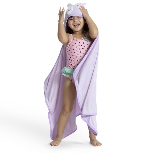 Image of Delta Children Kids Hooded Bath Towel with Pockets - Super Soft and Absorbent- Great Gift for Boys and Girls, Light Purple Unicorn