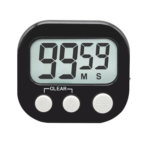 Ludom Horloge de Compte à rebours numérique magnétique - Grand écran LCD - Minuterie de Cuisine avec Grands Chiffres et Alarme puissante - Idéal pour la Cuisine, la Douche et la Salle de Bain (Noir)