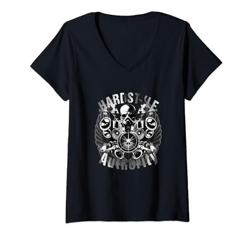 Mujer Techno Authority - Música de estilo duro Ámsterdam Brutal Camiseta Cuello V