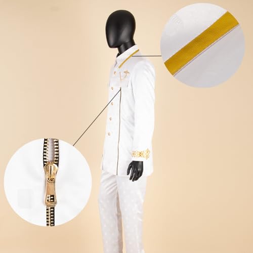 Men`s Suits African Clothes Slim Fit Embroidery Single Breasted Full Sleeve Zip Blazer and Pants Set4