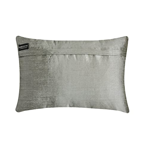 The Homecentric Decorative Silver 12"X18" (30X45 Cm) Lumbar Pillow Cover, Silk Sequins & Crystal Oblong Pillow, Geometric Pattern Modern Style - Silver Jubilee #TOP2