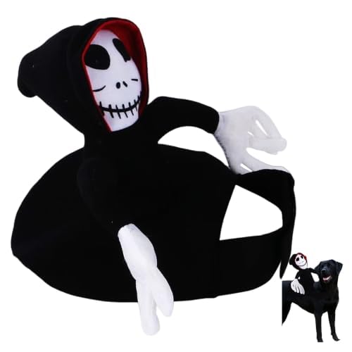 3D Skeleton Dog Halloween Costume, Funny Pet Fancy Dress Outfit with Hook‑and‑Loop Fastening，Medium