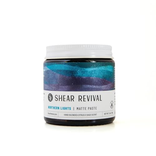 Shear Revival Northern Lights Matte Paste Pomade for Men & Women - Firm Hold Matte Finish Hair for All Hair Types 99% All Natural Ingredients Citrus & Sage Scent Travel Friendly 3.4oz