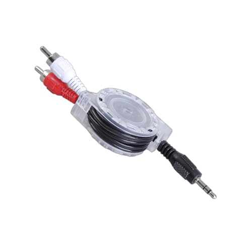 Ruiogoe Cable retráctil de 3,5 mm a 2RCA macho a macho Y 2RCA divisor de 3,5 mm adaptador para teléfono, amplificadores de cine en casa, altavoces