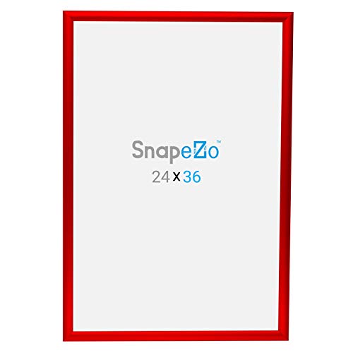 image for SnapeZo Poster Frame 24x36 Inches, Red 1 Inch Aluminum Profile, Front-