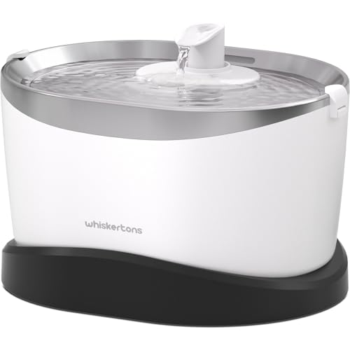 Whiskertons Wireless Cat Water Fountain Cordless Battery Operated Pet Fountain 3L/101oz EverMount Cat Fountain Pet Water Fountains for Cats Indoor Stainless Steel Tray Easy to Clean BPA-Free
