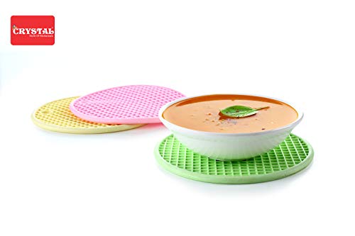 Image of Crystal Rubber Heat Resistant Hot Mat Set, 18 cm, 3-Pieces, Multicolor