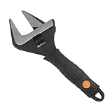 Llave ajustable de 6 pulgadas con mandíbula extra ancha de doble escala SAE | Para perfil ultrafino para espacios reducidos | Agarre antideslizante | Acero de aleación de cromo vanadio | Negro (12