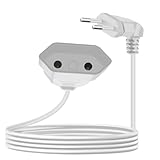 YINGAYOU 90 Grad Eurostecker Verlängerung 2,5 A 250 V Euro Verlängerungskabel Kurz Verlängerungskabel Eurostecker, für Haushaltsgeräte Computer TV Monitor Beamer Lampe (Weiß, 3 m)
