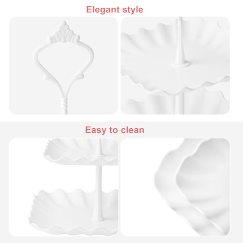 10-Piece Cake Stand Collection Featuring 3 Two-Tier and 3 Three-Tier Stands with 4 Appetiser Trays for Weddings and Parties - Image 3