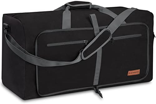CANWAY 65L Travel Duffle Bag Foldable Overnight Bag with Shoes Compartment Weekender Bag Unisex Tear-resistant Duffel Airplane Carry On Bag Black 1 CANWAY 65L Travel Duffle Bag Foldable Overnight Bag with Shoes Compartment Weekender Bag Unisex Tear-resistant Duffel Airplane Carry On Bag Black