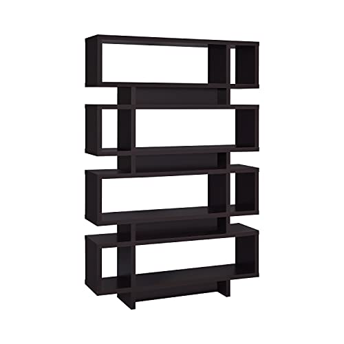 Coaster Home Furnishings Modern 4-Shelf Reversible Bookcase Bookshelf Display Unit Storage Organizer 47.25"L X 11.5"W X 72.75"H Cappuccino #TOP5