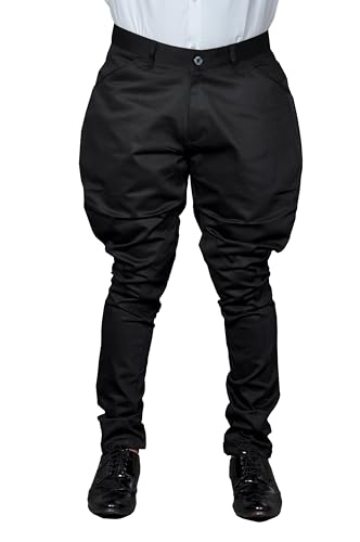 Cotton Lycra Stretch Airship Jodhpurs Breeches Kneepatch Polo Pants Victorian Cosplay Costume Equestrian Horse Riding Renaissance Viking Euroweave Trouser (Black| Size: 32)