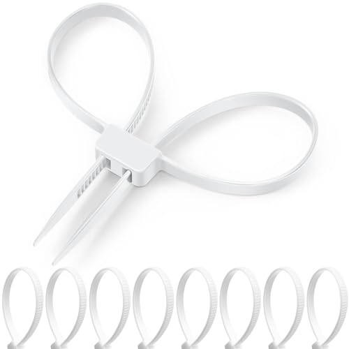 Wonderjune 30 Pcs 27.5 Inch Heavy Duty Strong 250 Lbs Police Zip Tie Handcuff Nylon Cuffs Disposable Plastic Cable Tie (White)