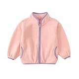 YAGATA Toddler Fleece Jackets Baby Boys Girls Light Sherpa Fall Winter Coats Long Sleeve Polar Collar Jacket for Little Kids 2-3T Pink 100