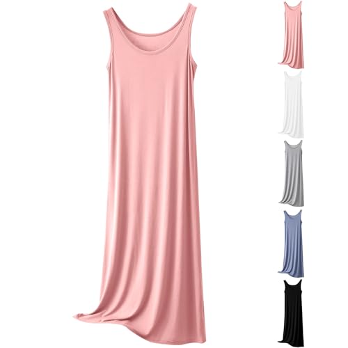 Camiseta de dormir para mujer, sin mangas, camisón de manga corta de algodón con modal, vestido de noche sin brazos, ropa de dormir con tirantes, camisón de dormir, tallas grandes, camiseta de verano