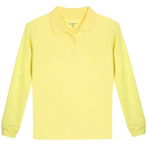 Studio 3 Girls' 4-Pack Soft Jersey Long Sleeve Polo Shirts2