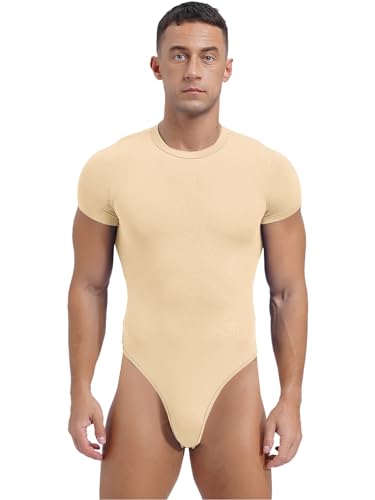 Mens Short Sleeve Shirt One-Piece Leotard Bodysuit Romper Snappies Button Down Pajamas