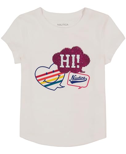Image of Nautica Girls Short Sleeve Legacy T-Shirt with Flip Sequin Design, Cotton Tee with Tagless Interior