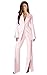 Fashion Pink Suits for Women 2 Piece Set Petite 1 Button Split Sleeve Notch Lapel Womens Suit Split Leg Pant Suits for Women Size X-Small