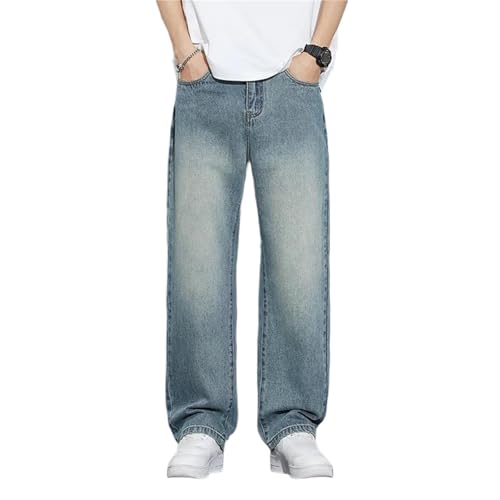 Men's Jeans – Straight Leg Thin Loose Denim Pants, Retro Casual Trousers - Main Image