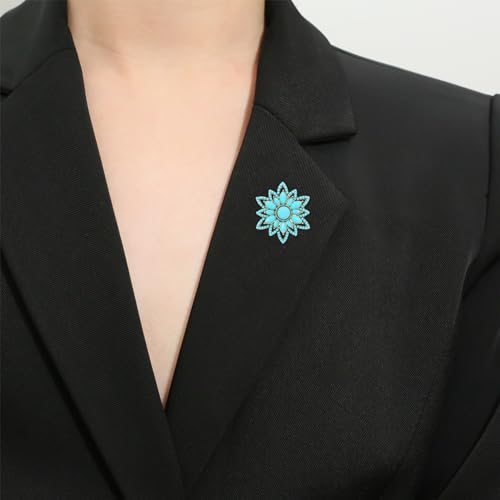 Image of Turquoise West Cowboy Oval Tear Drop Brooch Pin for Women Retro Brooches Pins Classic Fashion Jewelry Accessories Gift